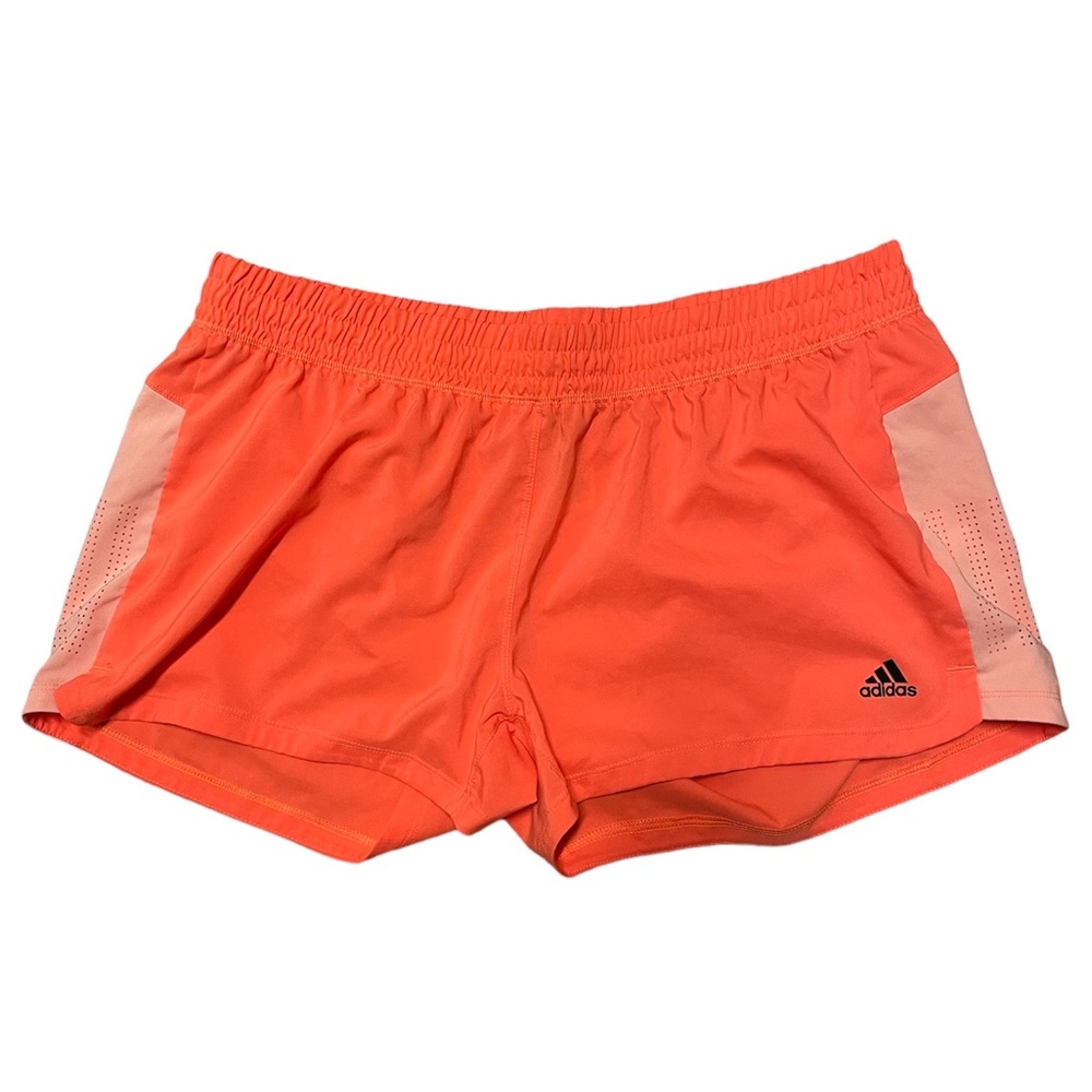 Adidas Orange Stretch Waist Colorblock Athletic Shorts Size XL